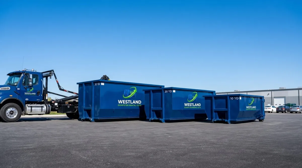Roll-off dumpster filled with household junk